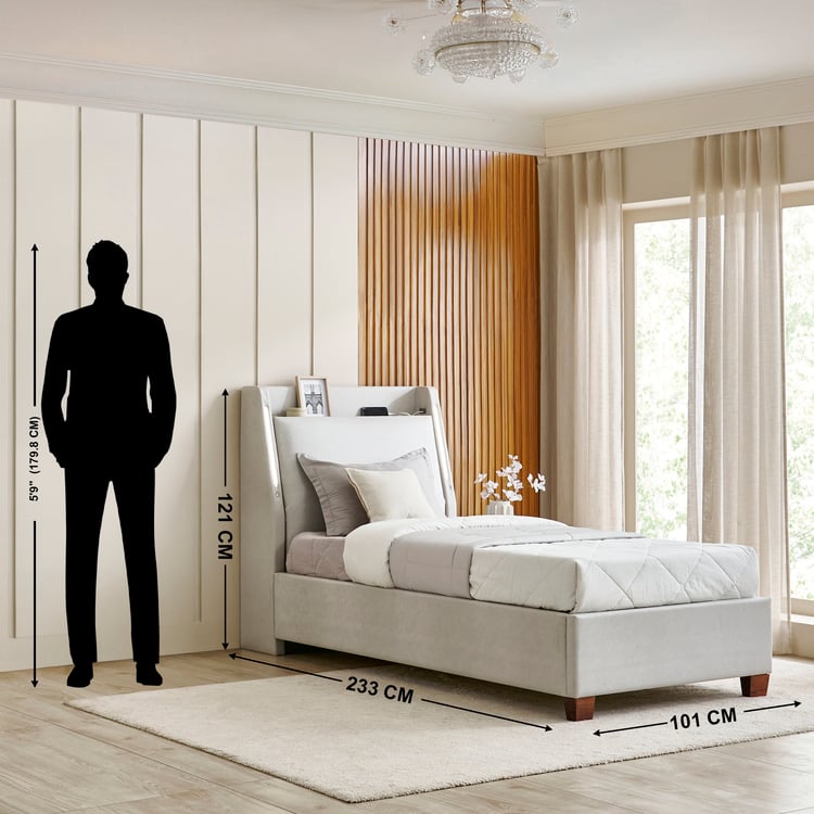 Stellar Elite NXT Sophia Single Bed with Hydraulic Storage - Greige