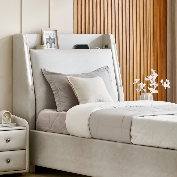 Stellar Elite NXT Sophia Single Bed with Hydraulic Storage - Greige