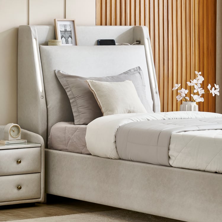Stellar Elite NXT Sophia Single Bed with Hydraulic Storage - Greige