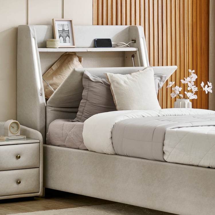 Stellar Elite NXT Sophia Single Bed with Hydraulic Storage - Greige