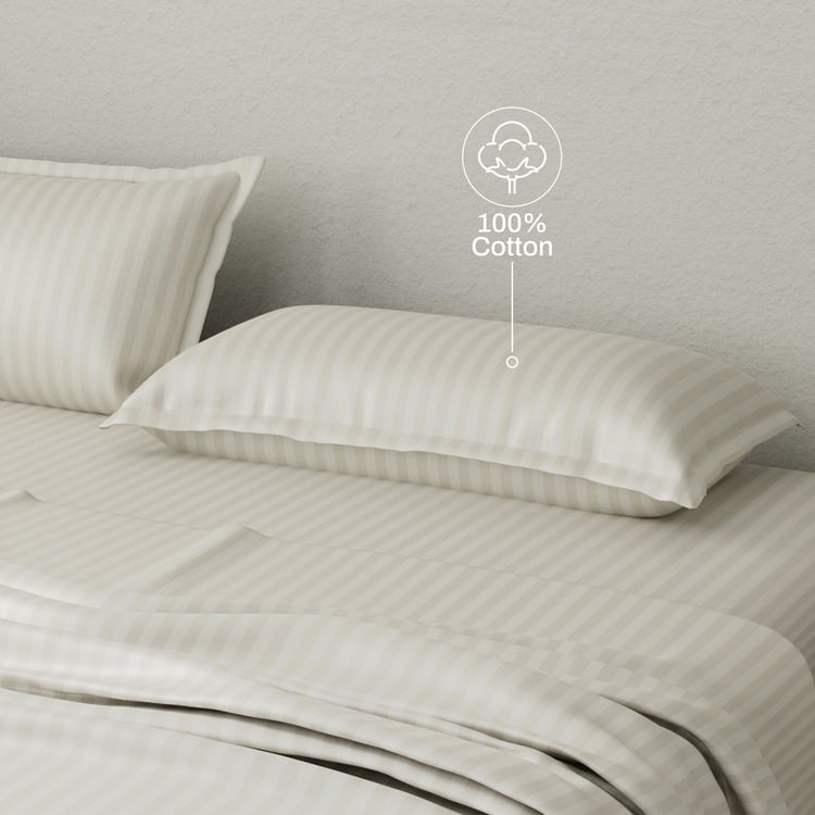 BOUTIQUE LIVING Elegant Cotton 210TC Striped 3Pcs Super King Bedsheet Set