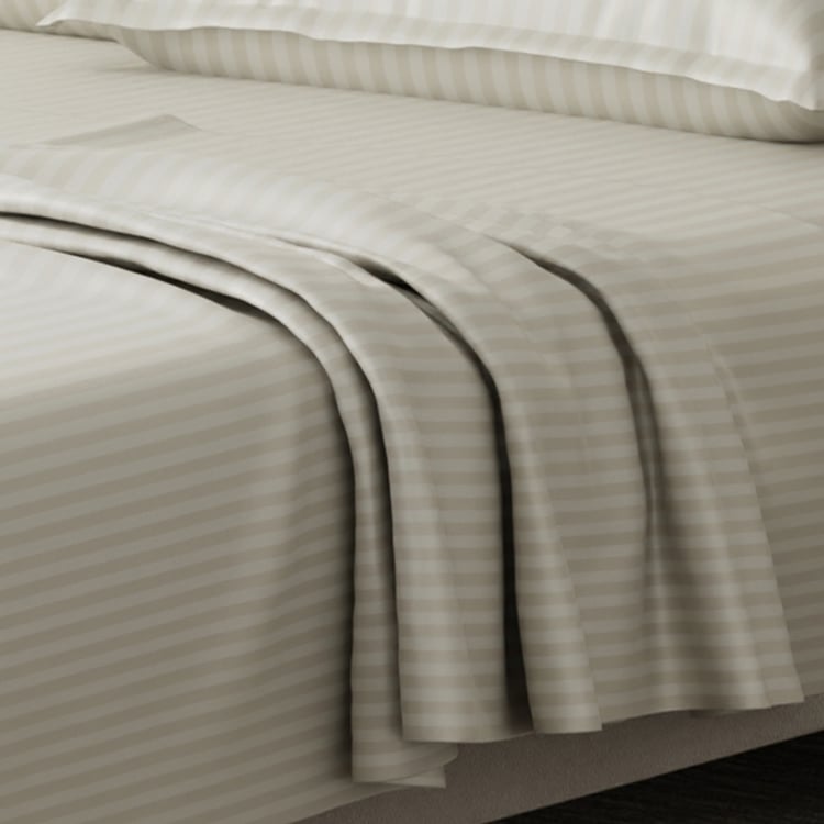 BOUTIQUE LIVING Elegant Cotton 210TC Striped 3Pcs Super King Bedsheet Set