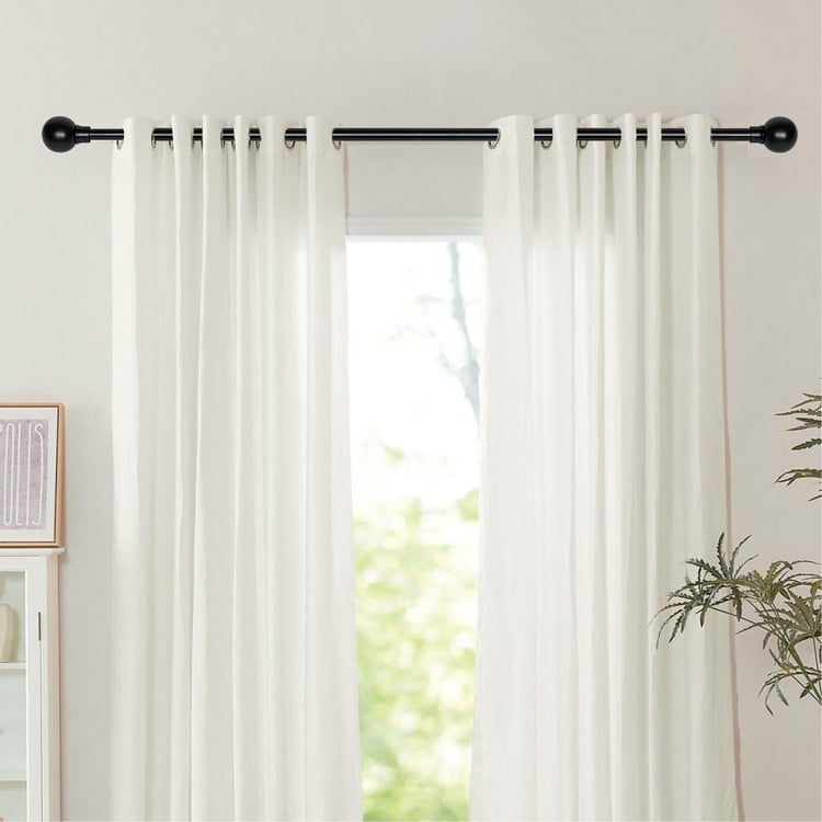 DECO WINDOW Extendable Single Curtain Rod - 25mm, Black (18-44in)