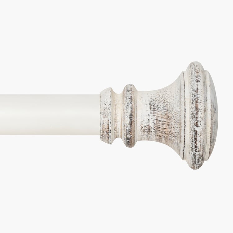 DECO WINDOW Extendable Single Curtain Rod - 25mm, Ivory (44-120in)