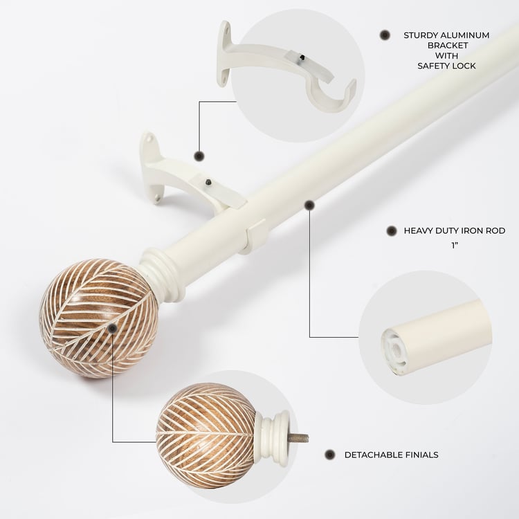 DECO WINDOW Extendable Single Curtain Rod - 25mm, Ivory (44-120in)
