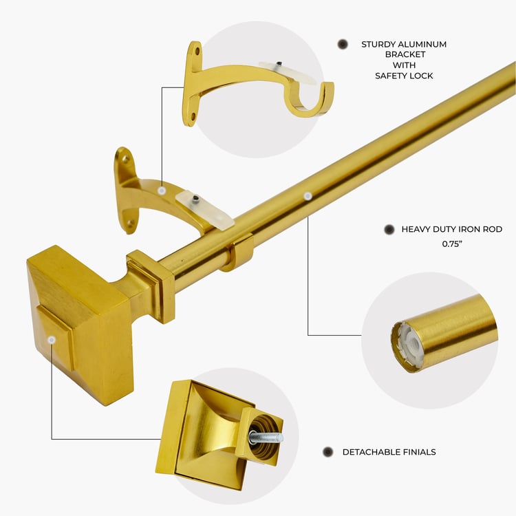 DECO WINDOW Extendable Single Curtain Rod - Gold (44-120in)
