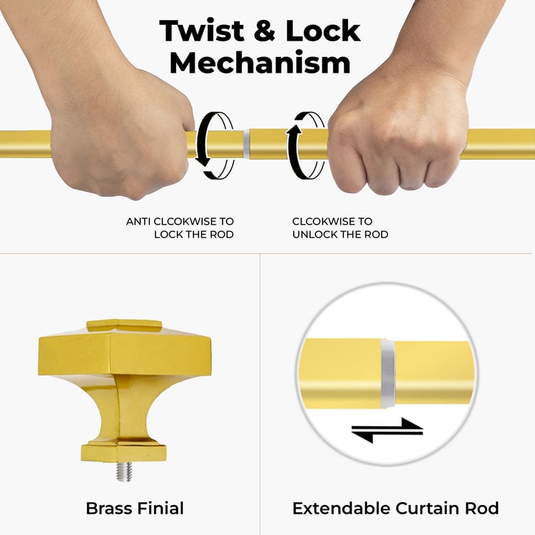 DECO WINDOW Extendable Single Curtain Rod - Gold (44-120in)