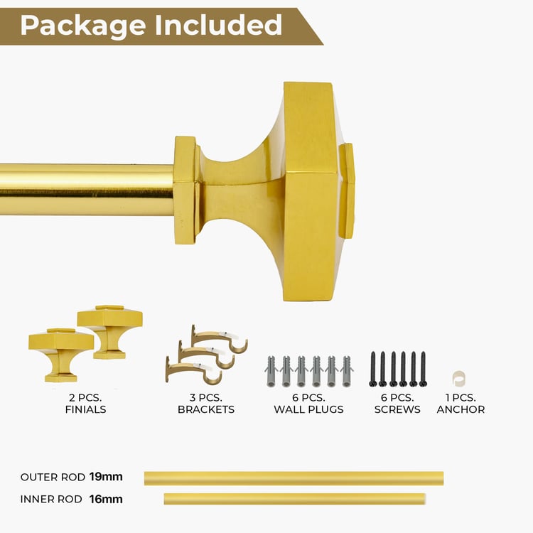 DECO WINDOW Extendable Single Curtain Rod - Gold (44-120in)