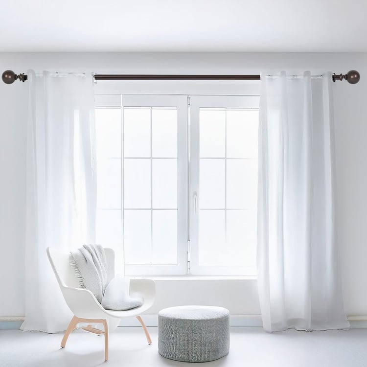 DECO WINDOW Extendable Single Curtain Rod - 25mm, Brown (18-44in)