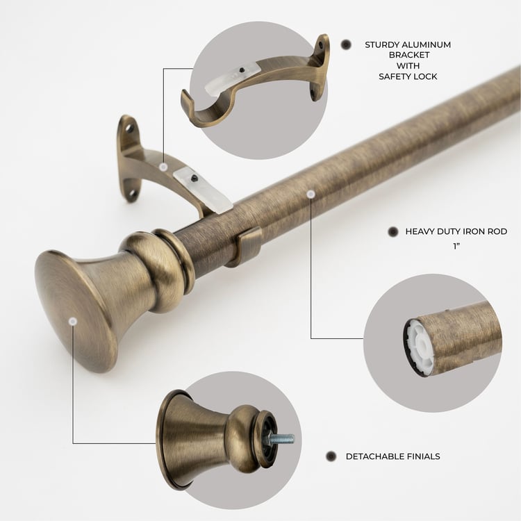 DECO WINDOW Extendable Single Curtain Rod - 25mm, Bronze (44-120in)