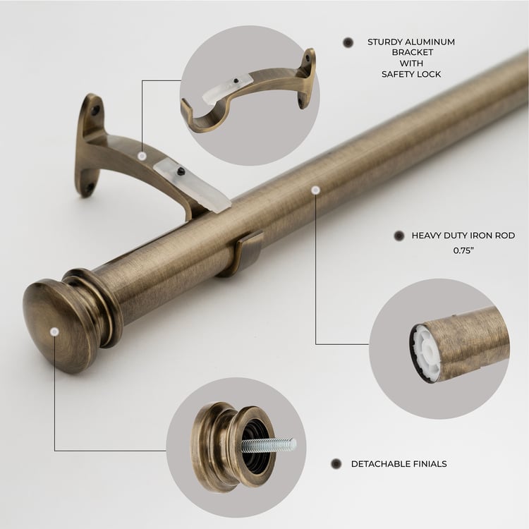 DECO WINDOW Extendable Single Curtain Rod - 25mm, Bronze (18-44in)