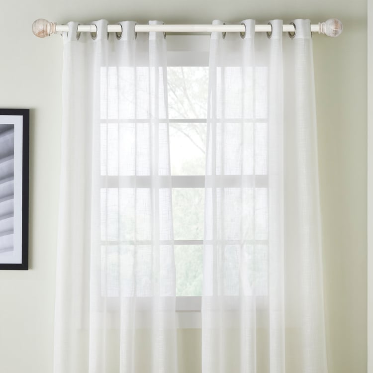 DECO WINDOW Extendable Single Curtain Rod - 25mm, Ivory (44-120in)