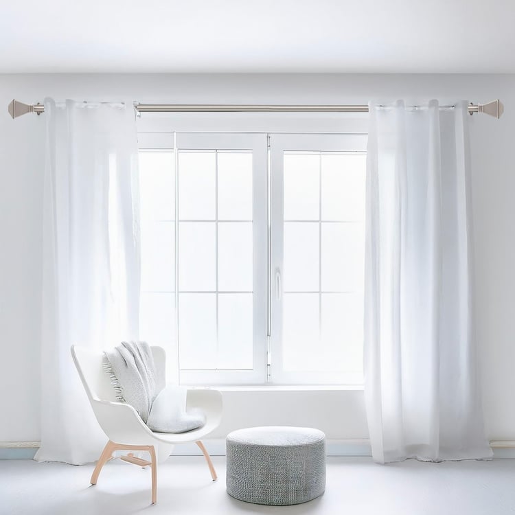 DECO WINDOW Extendable Single Curtain Rod - 19mm, Silver (18-44in)