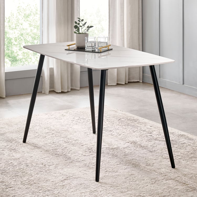 Helios Leo Sintered Stone Top 4-Seater Dining Set with Chairs - White