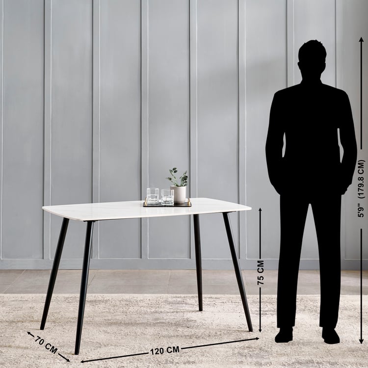 Helios Leo Sintered Stone Top 4-Seater Dining Set with Chairs - White