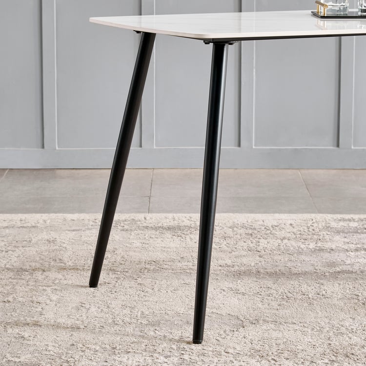 Helios Leo Sintered Stone Top 4-Seater Dining Set with Chairs - White