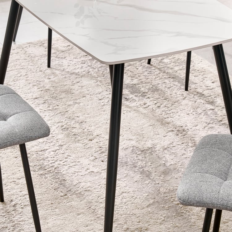 Helios Leo Sintered Stone Top 4-Seater Dining Set with Chairs - White