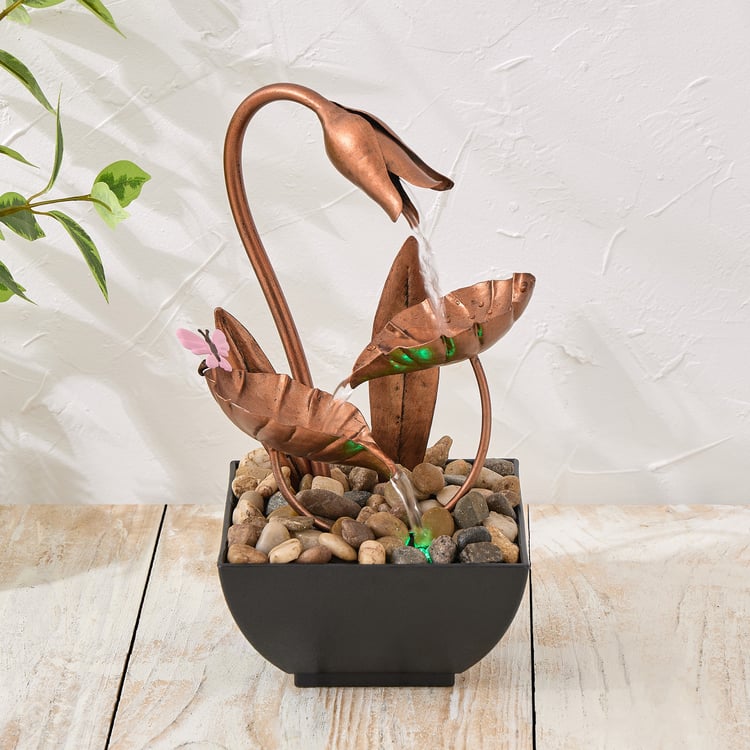 Corsica Alpine Polyresin and Metal Lotus Water Fountain - 13x13x25cm