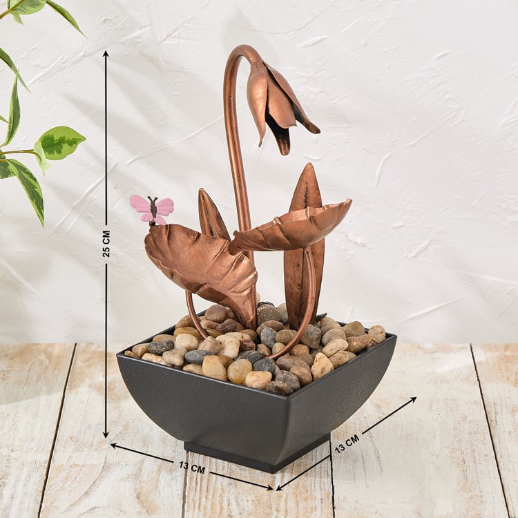 Corsica Alpine Polyresin and Metal Lotus Water Fountain - 13x13x25cm