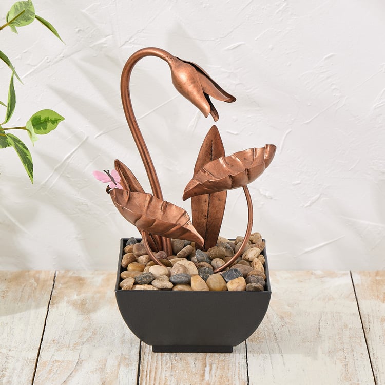 Corsica Alpine Polyresin and Metal Lotus Water Fountain - 13x13x25cm