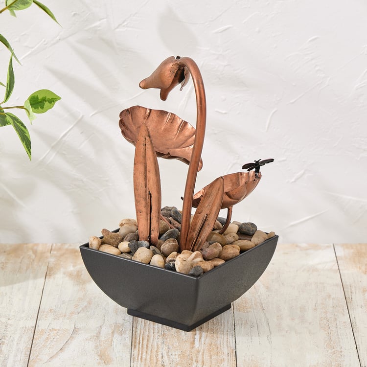 Corsica Alpine Polyresin and Metal Lotus Water Fountain - 13x13x25cm