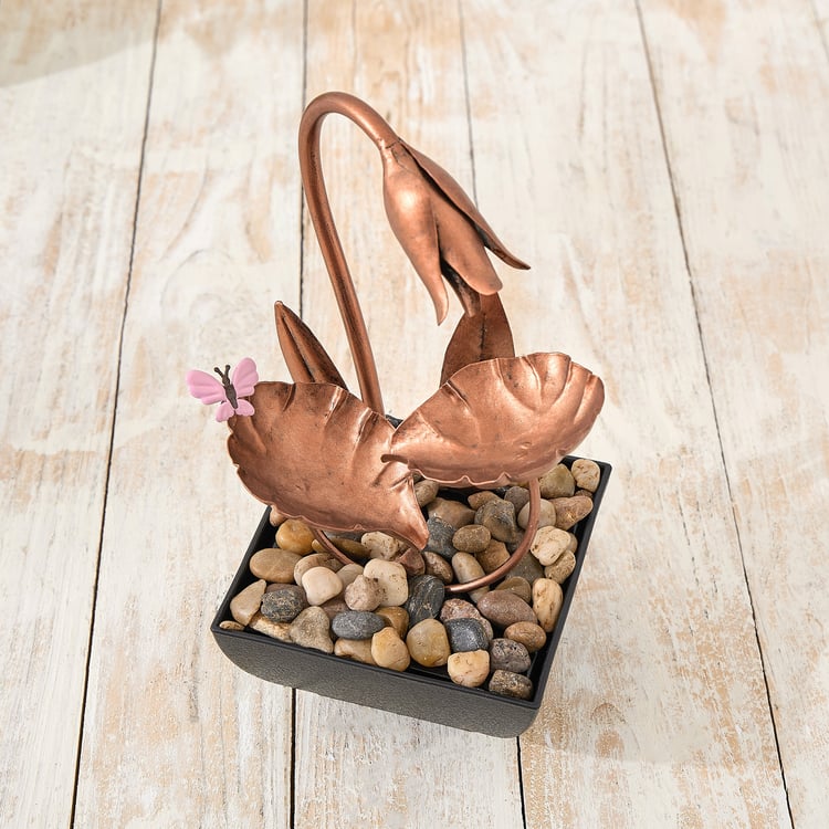 Corsica Alpine Polyresin and Metal Lotus Water Fountain - 13x13x25cm
