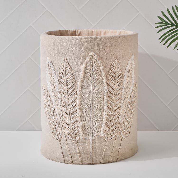 Wilton Cotton Leaf Embroidered Laundry Hamper