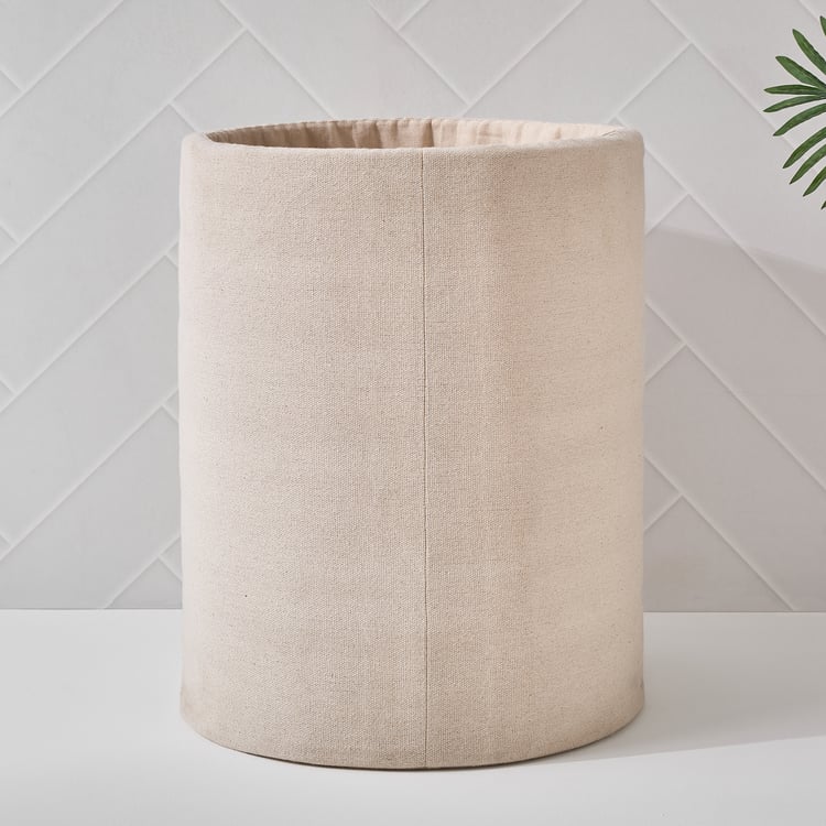 Wilton Cotton Leaf Embroidered Laundry Hamper