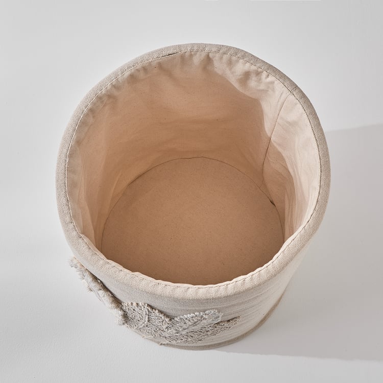 Wilton Cotton Leaf Embroidered Laundry Hamper