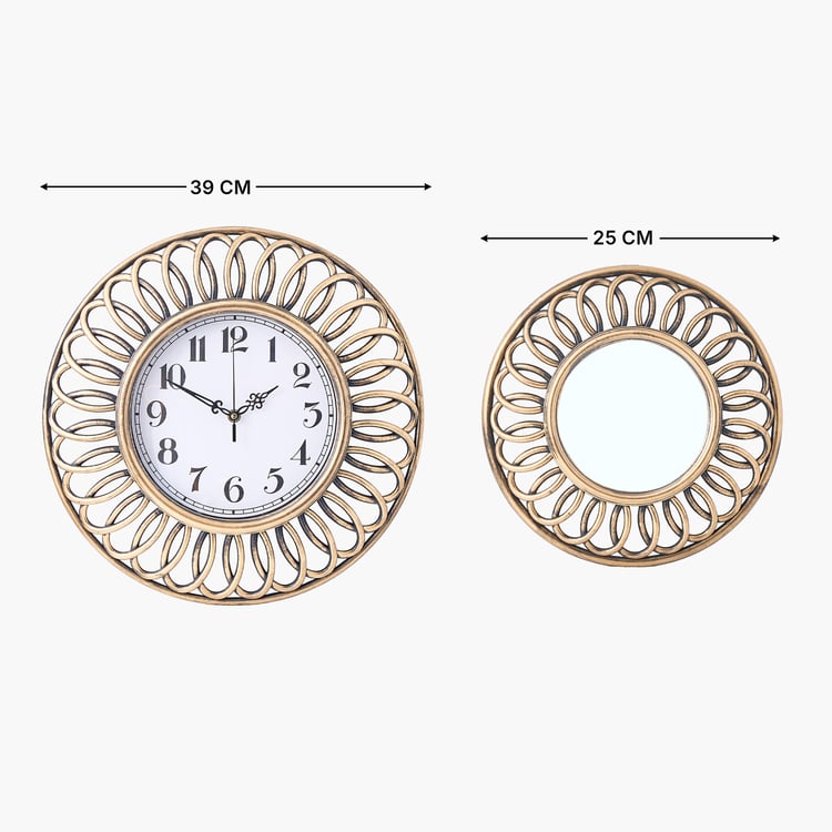 Corvus Cairo 3Pcs Decorative Clock and Mirror Set