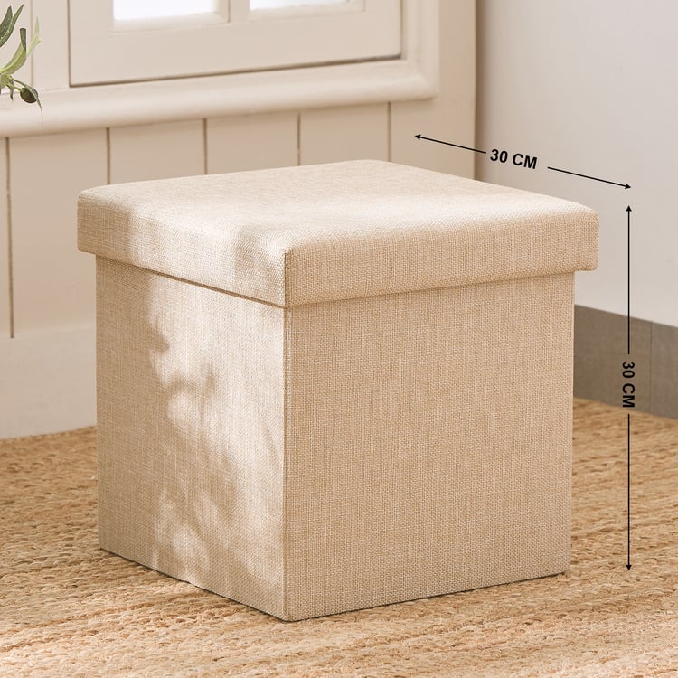 Corsica Foldable Ottoman with Storage - Beige