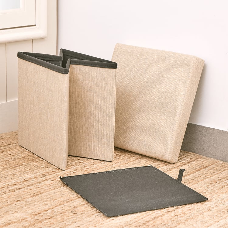 Corsica Foldable Ottoman with Storage - Beige