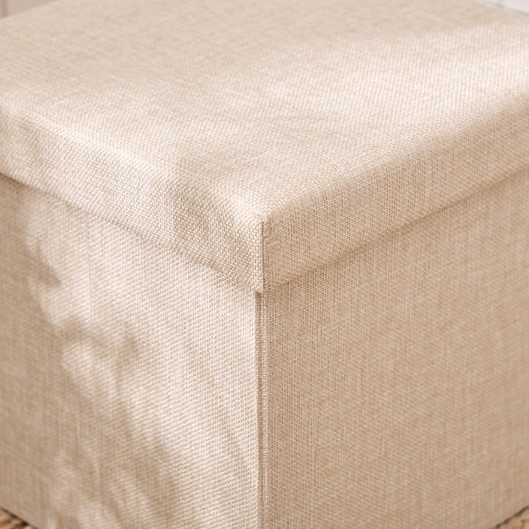 Corsica Foldable Ottoman with Storage - Beige