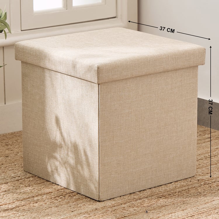 Corsica Foldable Ottoman with Storage - Beige