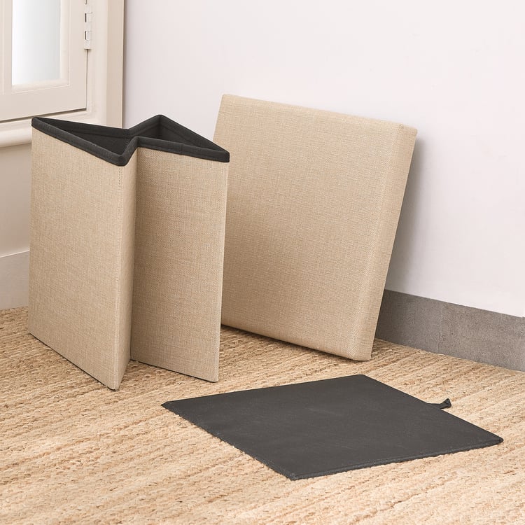 Corsica Foldable Ottoman with Storage - Beige