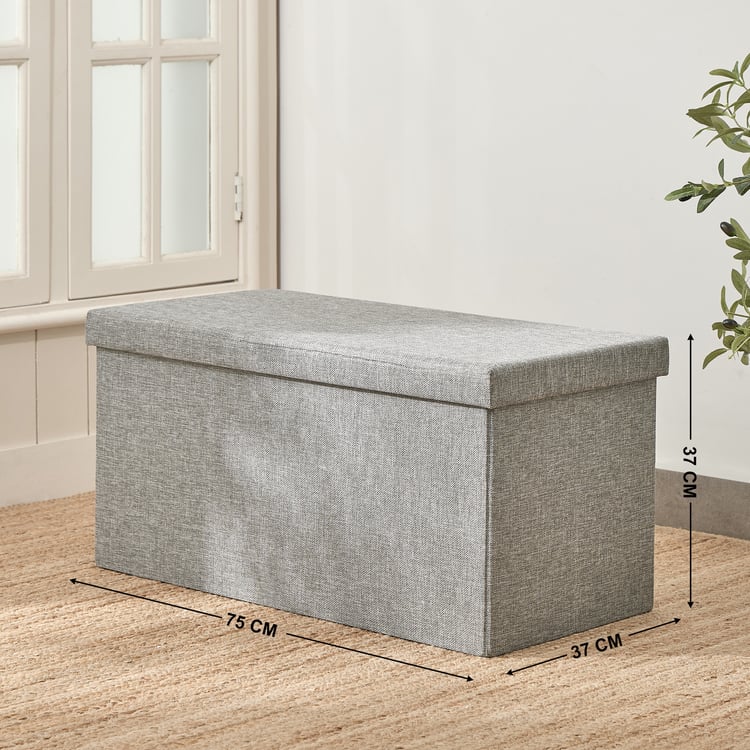 Corsica Foldable Ottoman with Storage - Grey