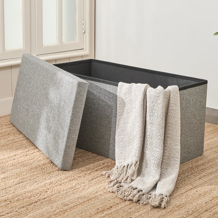 Corsica Foldable Ottoman with Storage - Grey
