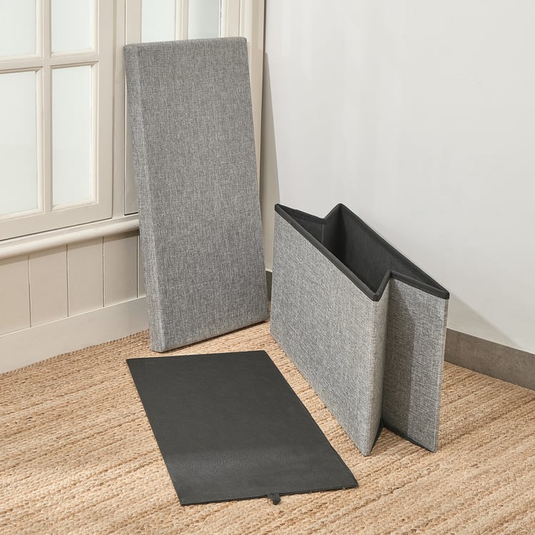 Corsica Foldable Ottoman with Storage - Grey
