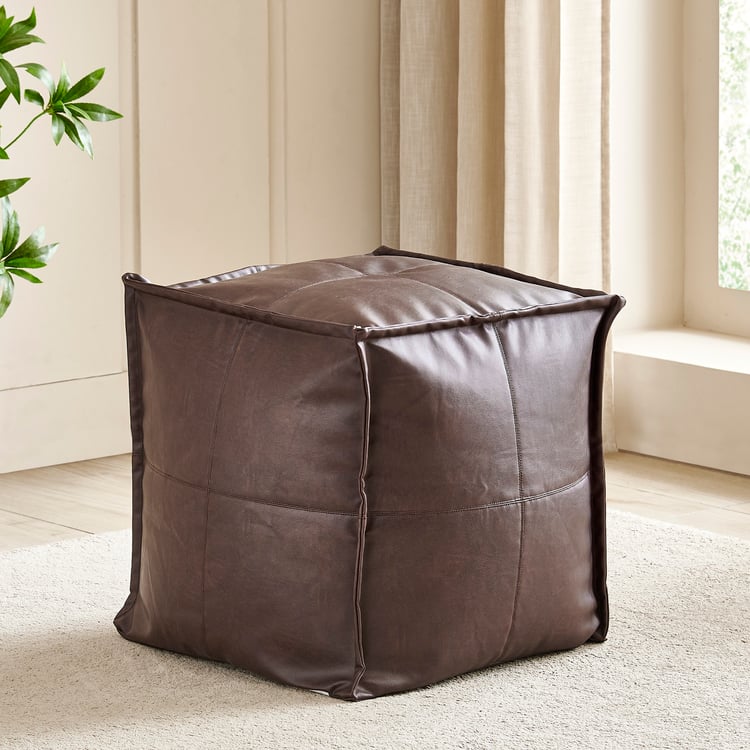 Saddler Faux Leather Bean Bag with Beans - Brown