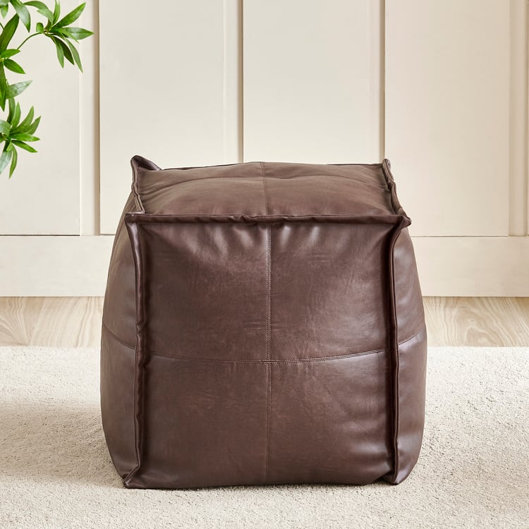 Saddler Faux Leather Bean Bag with Beans - Brown