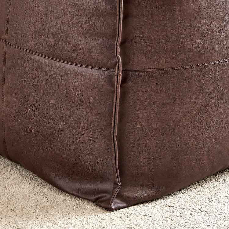 Saddler Faux Leather Bean Bag with Beans - Brown