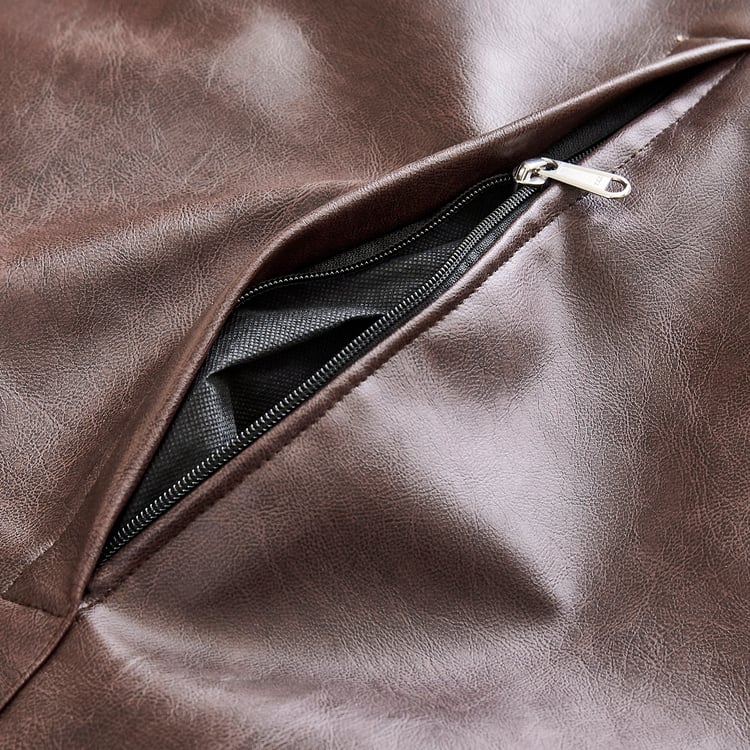 Saddler Faux Leather Bean Bag with Beans - Brown