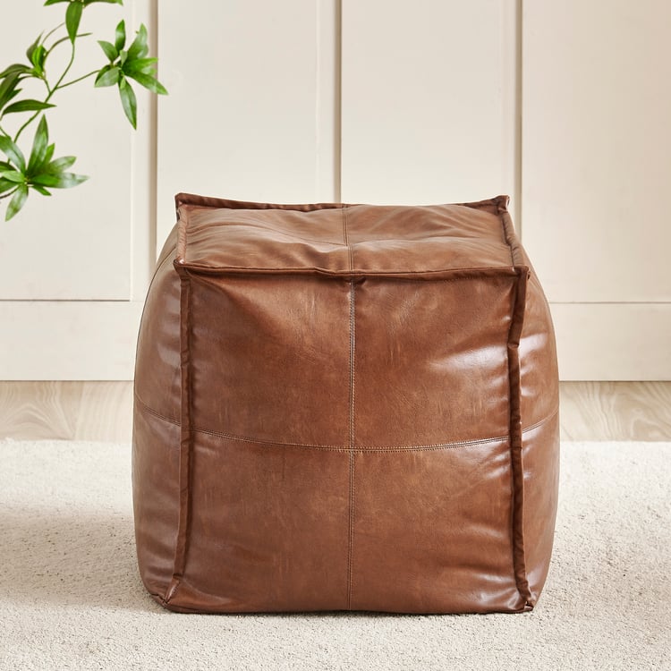 Saddler Faux Leather Bean Bag with Beans - Tan