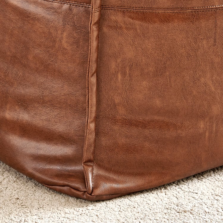 Saddler Faux Leather Bean Bag with Beans - Tan