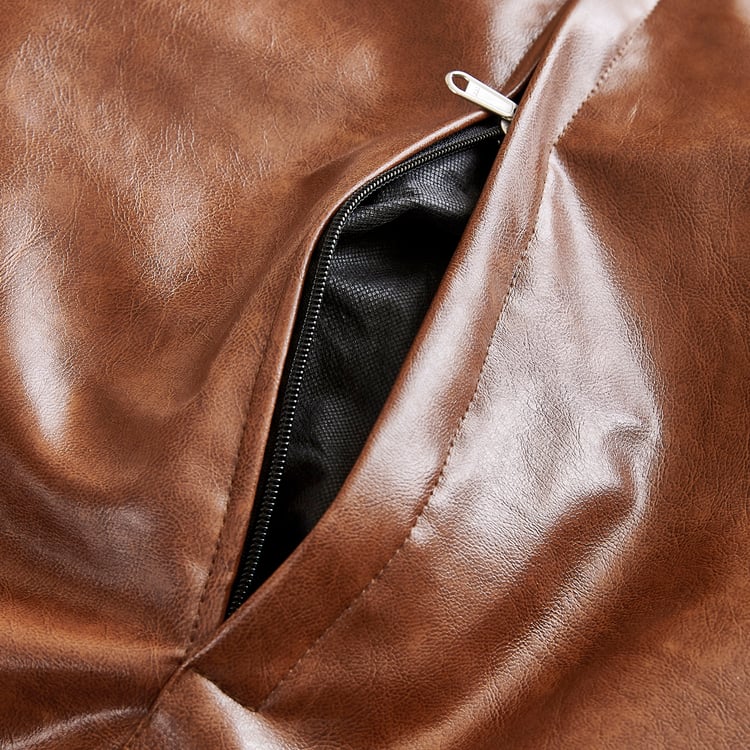 Saddler Faux Leather Bean Bag with Beans - Tan