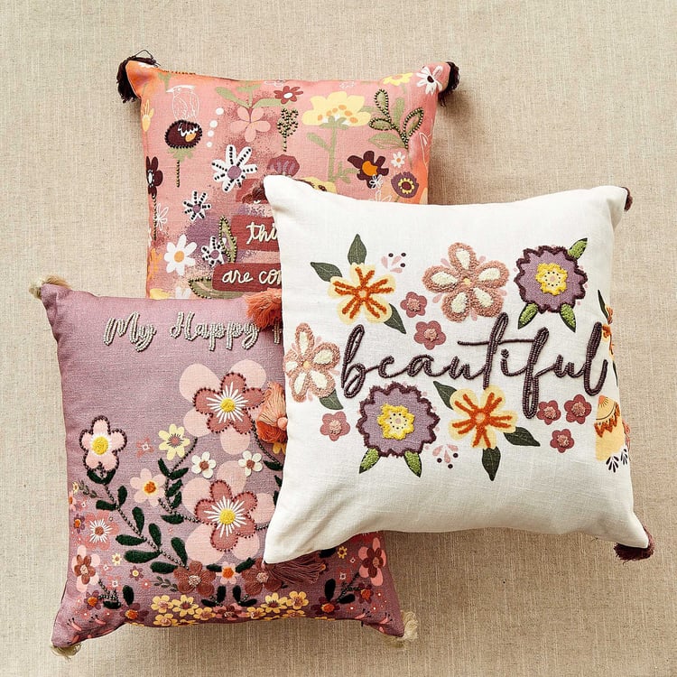 GTL Glance Embroidered Filled Cushion - 45x45cm