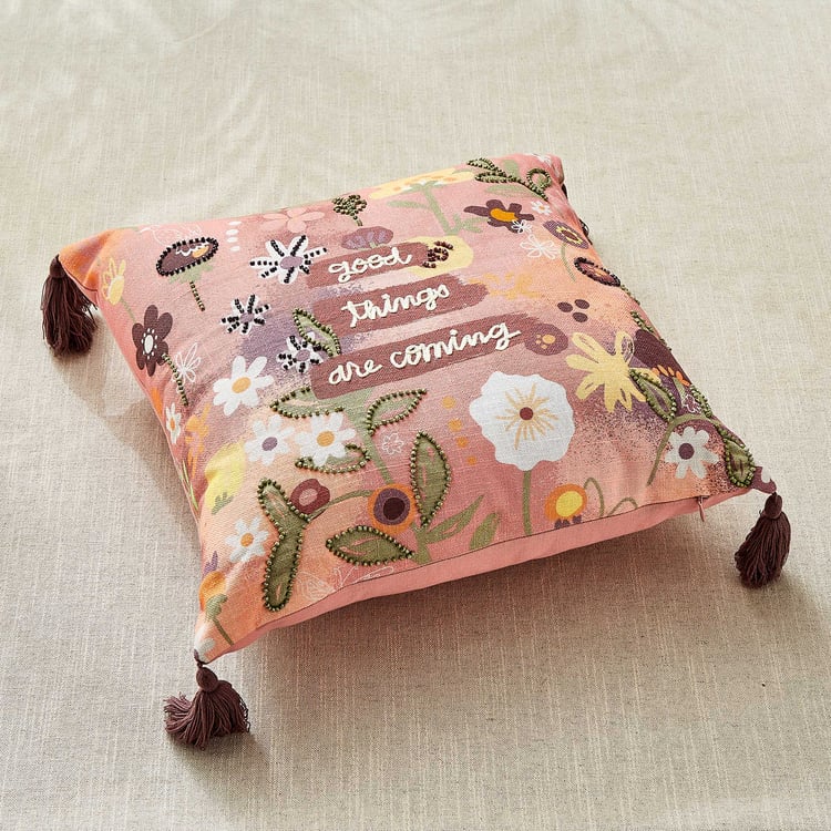 GTL Glance Embroidered Filled Cushion - 45x45cm
