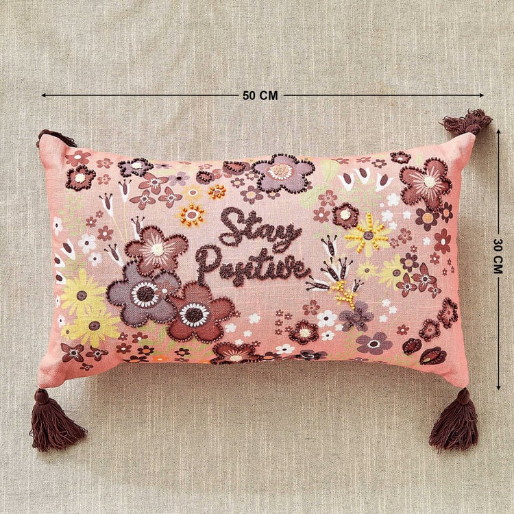 GTL Glance Embroidered Filled Cushion - 50x30cm
