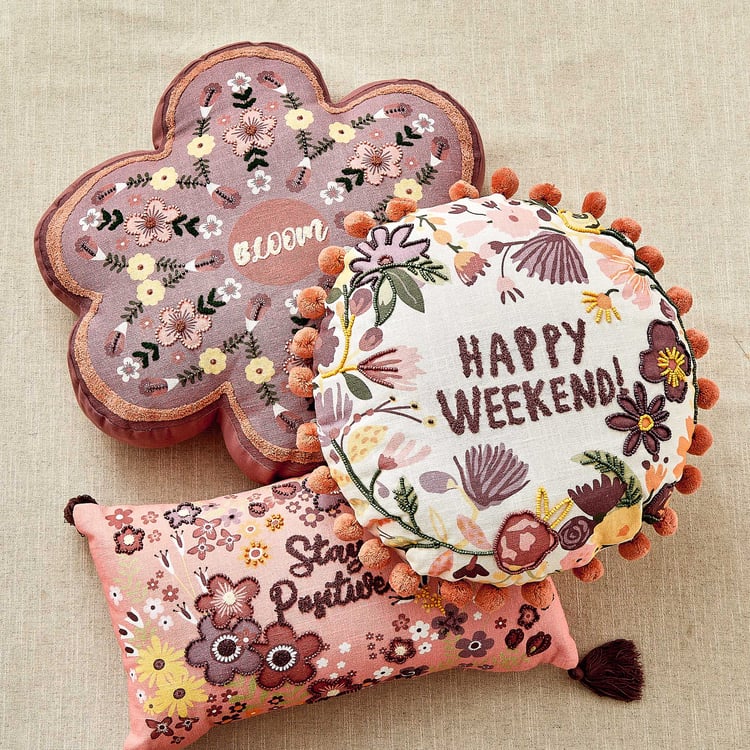 GTL Glance Embroidered Filled Cushion - 45x45cm