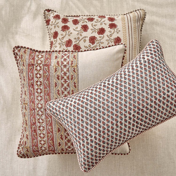 Bagh Flange Floral Print Cushion Cover - 45x45cm